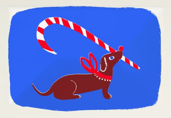 Mini Card-Candy Cane Dog