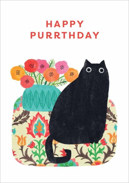 Card-Happy Purrthday Black Cat