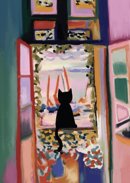 Card-Catisse In The Window