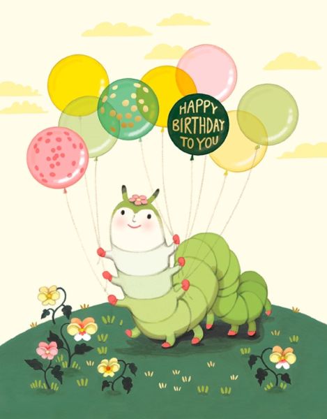 Foil Card-Caterpillar Balloons Birthday