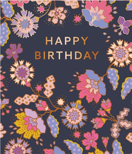 Card-Gold Outlined Flowers