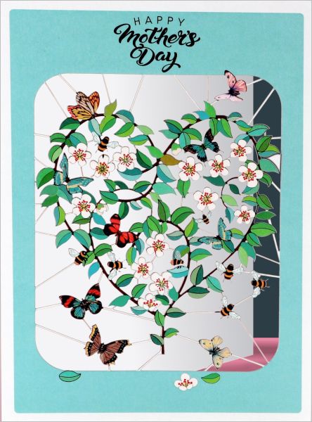 Laser Cut Card-Blossom Heart Mother's Day