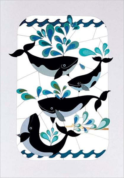 Laser Cut Card-Whales Splashing