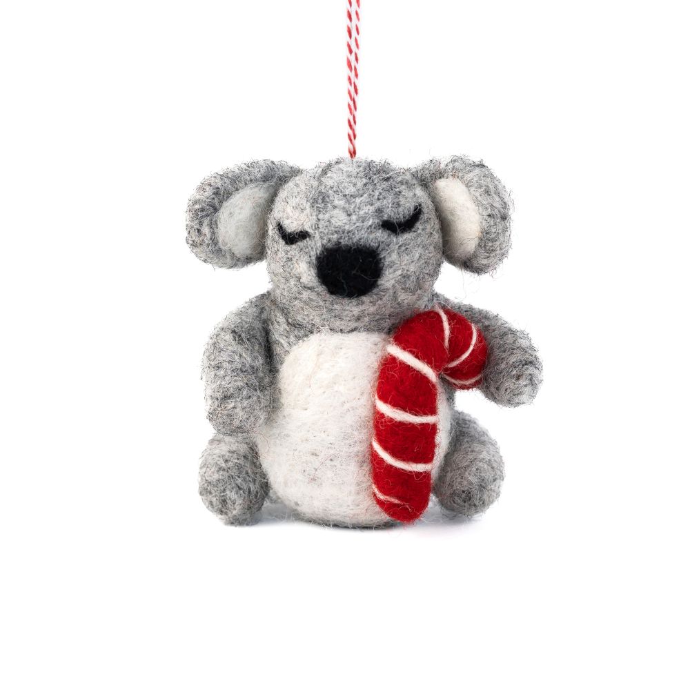 Charity Decoration-Felt Koala Candy Cane