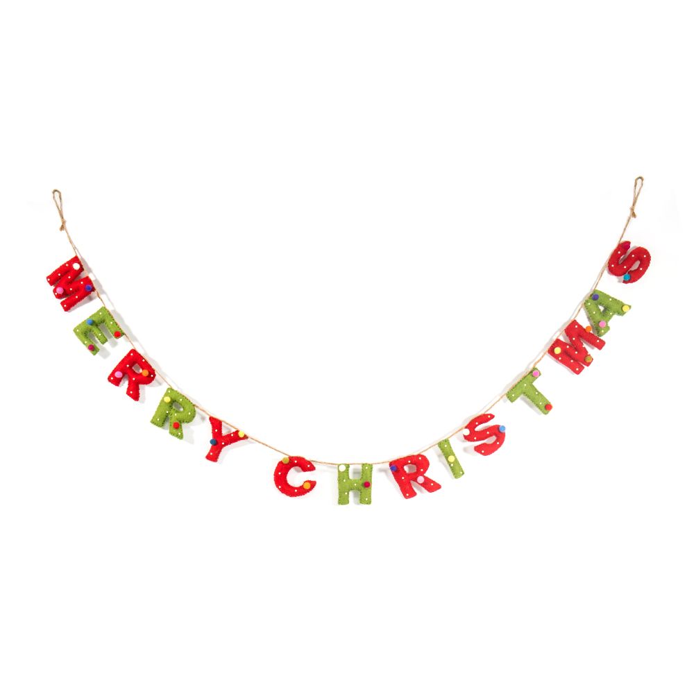 Decoration-Felt Green Red Beads and Balls Bunting