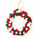 Wreath Large-Felt Green White Red Balls
