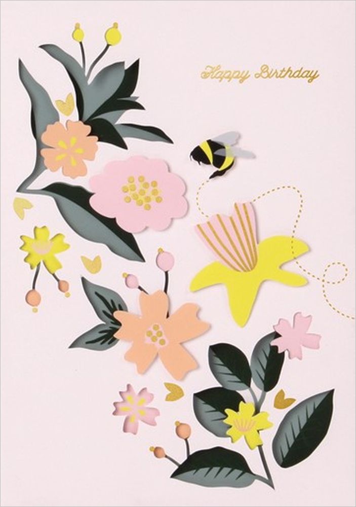 Layered Die-cut Card-Floral Birthday