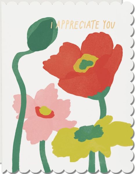 Foil Scalloped Card-Poppy