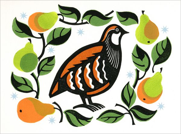 Card Pack of 6-Partridge and Pear