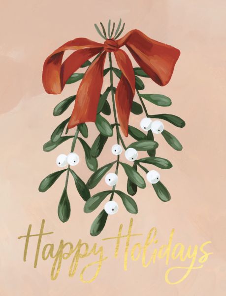 Foil Card-Happy Holidays Mistletoe 