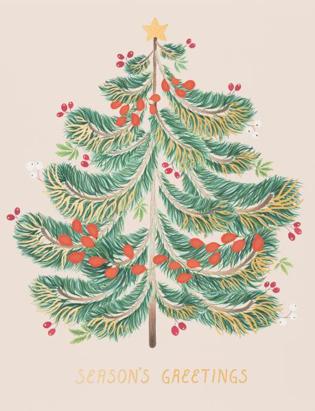 Foil Card-Festive Evergreen