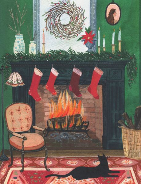 Card-Christmas by the Fireplace