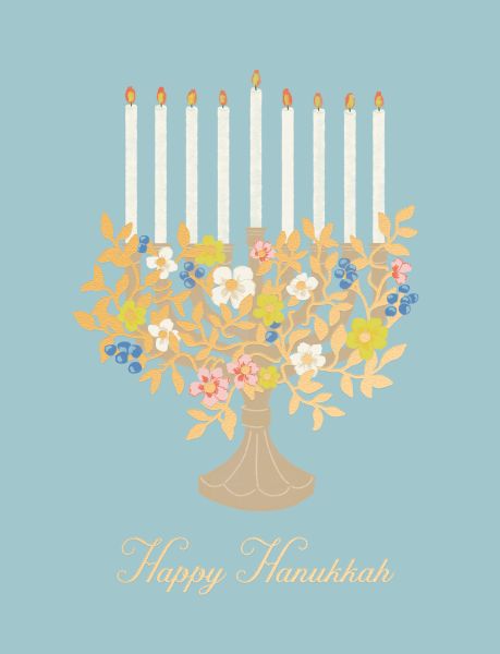Foil Card-Floral Menorah