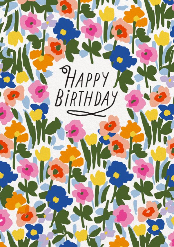 Card-Happy Birthday Flowers