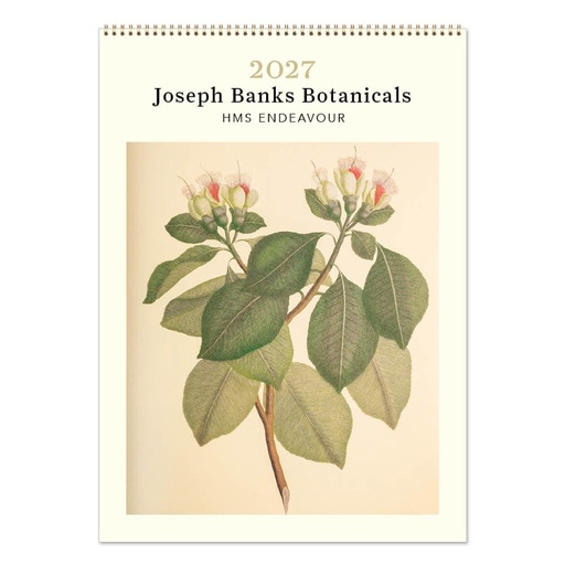 [B-VE-D27-JB-M] Vevoke Medium Calendar-Joseph Banks Botanicals-HMS Endeavour
