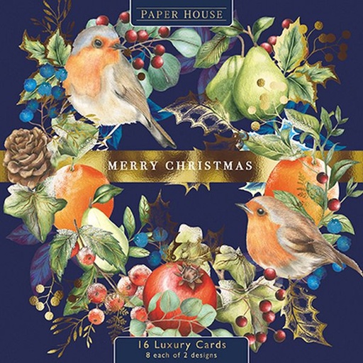 [AL-XCP-PSLOP0005] Boxed Card Park of 16 (2 designs)-Robin Wreath