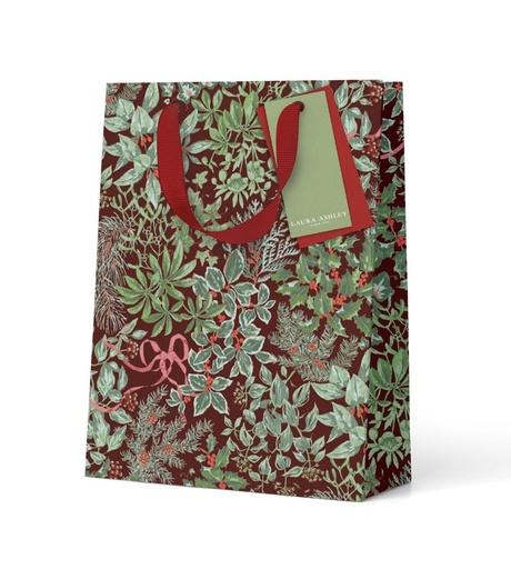 [LA-XWBM-13520] Gift Bag Medium-Holly and Bows