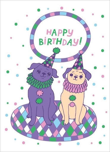 [GT-C-BD491] Card-Clown Pugs