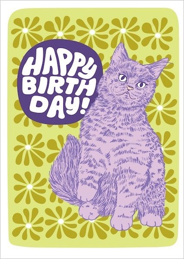 [GT-C-BD505] Card-Floral Cat Birthday