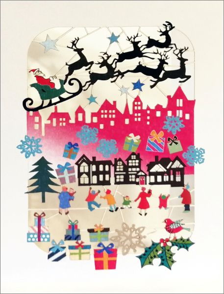 [FO-XC-XP48] Card-Santa Over Rooftops