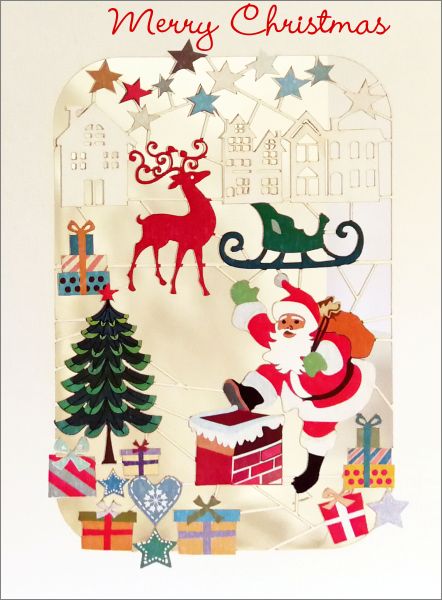 [FO-XC-XP65] Card-Santa Going Down The Chimney 
