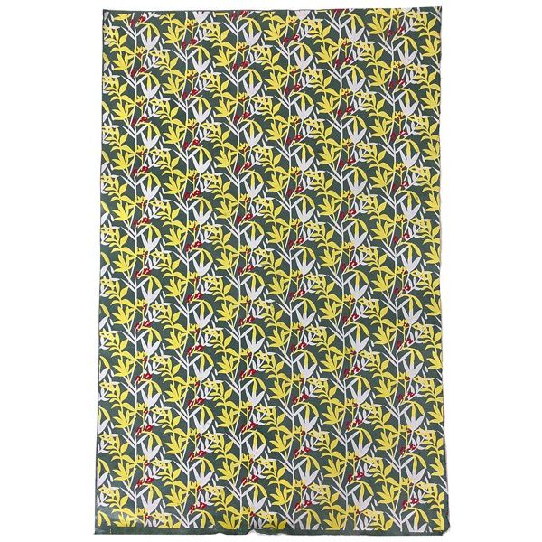 [GI-GSP660-72] Wrap-Leaves & Berries White Yellow Red On Grey