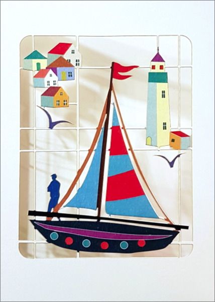 [FO-PM0316] Laser Cut Card-Sailing Boat