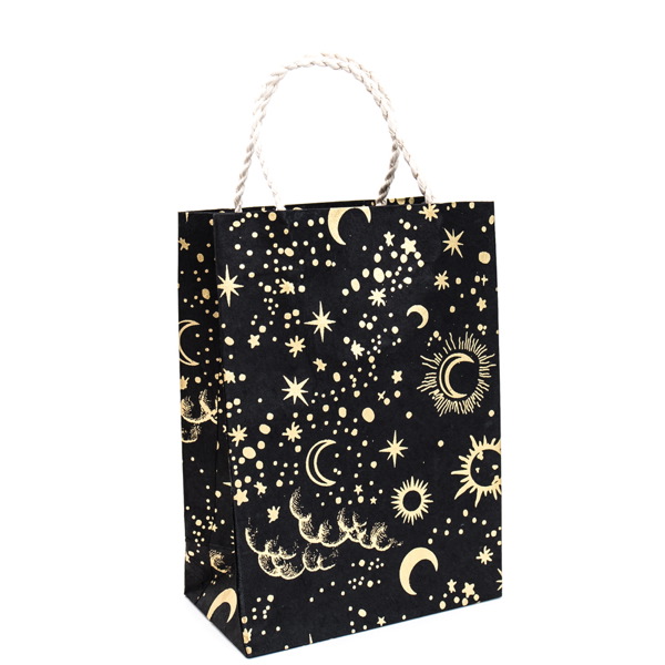 [GI-WBM-GSP939-47] Gift Bag Medium-Sun Moon Stars Gold On Black
