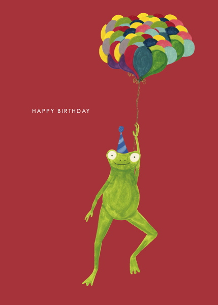 [HC-C-242] Card-Frog With Balloons