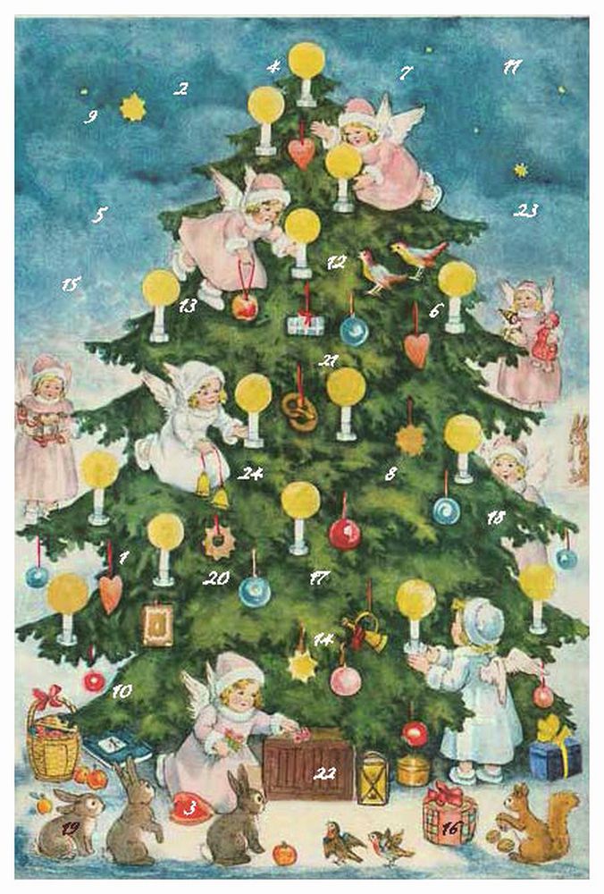 [KV-XCAL-6-12403] Advent Cal-Card-Angels at Christmas Tree