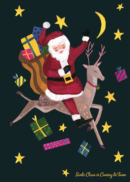 [HC-XC-285] Card-Santa on Reindeer