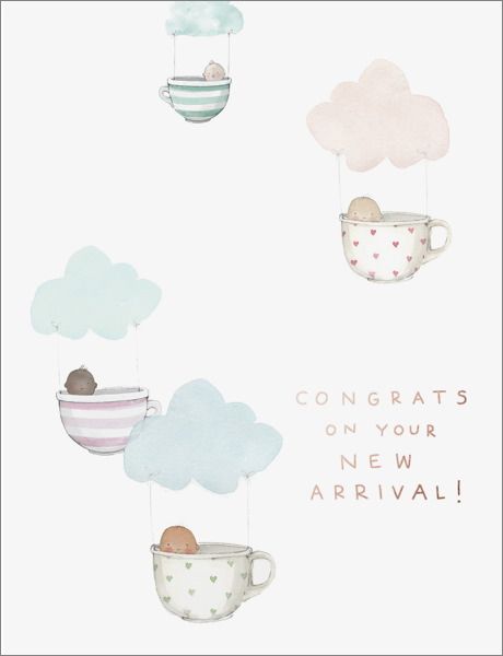[EF-C-BA0515] Foil Card-Teacup Babies