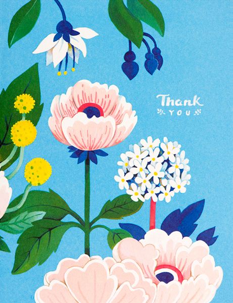 [JJ-C-025] Card-Blue Floral Thank you