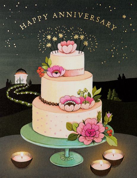 [JJ-C-068] Foil Card-Anniversary Cake