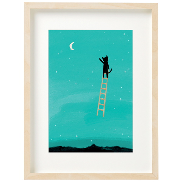 [NG-LW-041] Art Print-Georgia O'Cat Ladder to the Moon