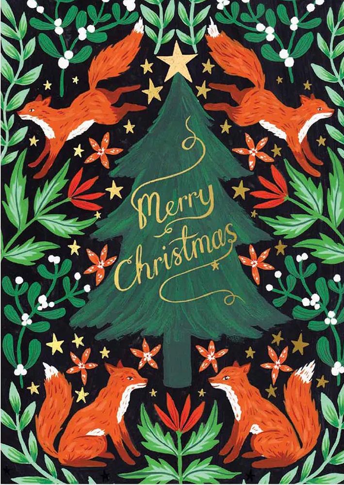 [OD-XC-PP5682] Foil Card-Fox Christmas Tree