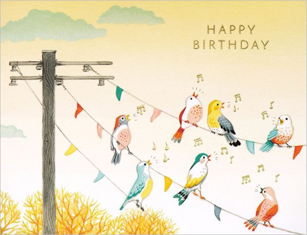 [JJ-C-059] Foil Card-Birds On A Wire