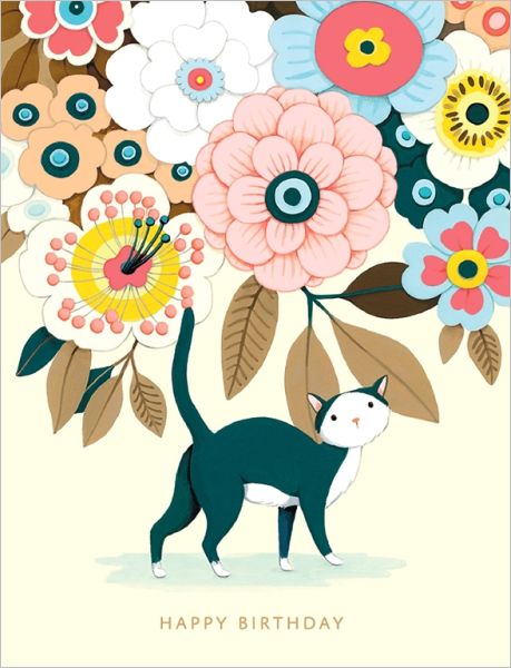 [JJ-C-135] Card-Floral Kitty Birthday
