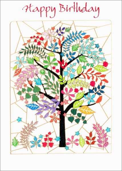 [FO-PM0891] Laser Cut Card-Birthday Multicoloured Tree
