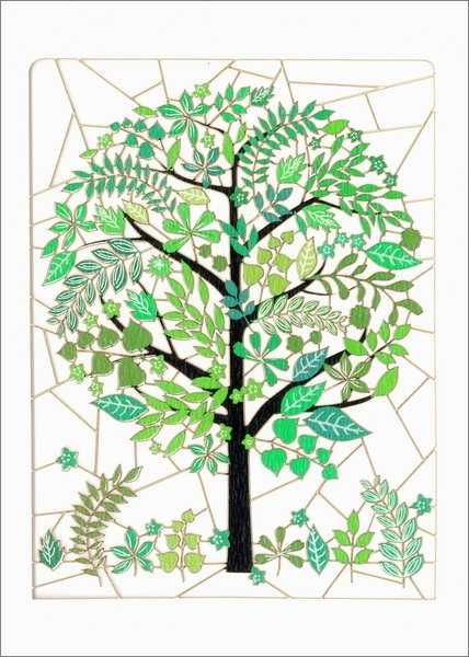 [FO-PM0892] Laser Cut Card-Green Coloured Tree