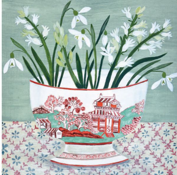 [CD-XCP-17-2] Card Pack of 6-Snowdrops in Bowl
