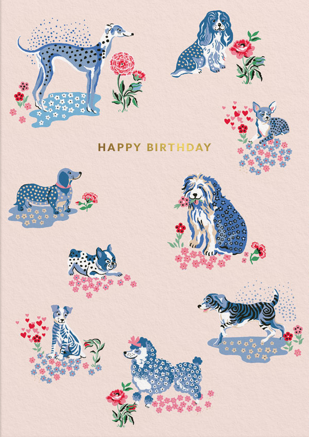 [CK-C-6442] Cath Kidston Foil Card-Happy Birthday Puppy Fields