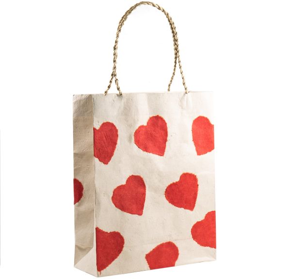 [GI-WBL-GSP800-01] Gift Bag Large-Hearts Red On Natural