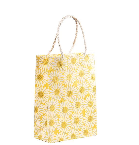 [GI-WBM-GSP298-03] Gift Bag Medium-Daisy White On Gold