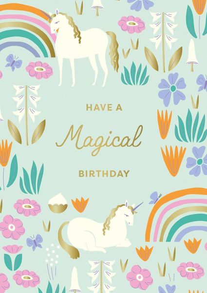 [OD-C-EOW7309] Foil Card-Happy Birthday Unicorns