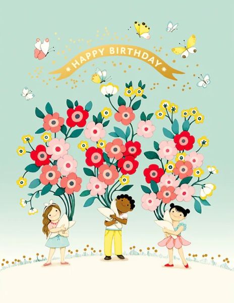 [JJ-C-150] Foil Card-Kids Bouquet Birthday