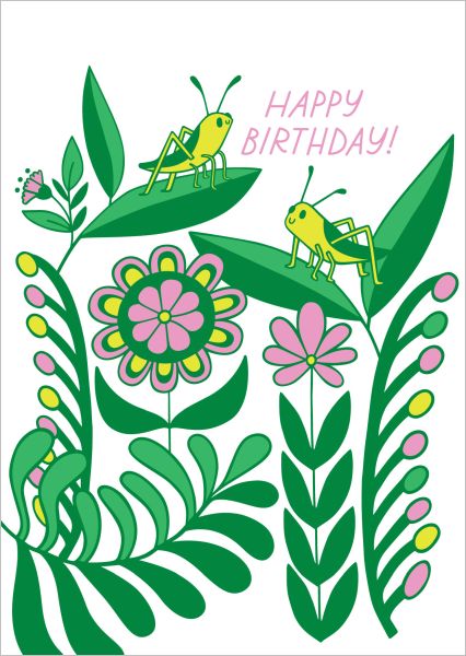 [GT-C-BD419] Card-Grasshopper Bday