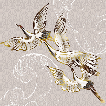 [GB-C-LLB005] Embossed Card-Crane Flight