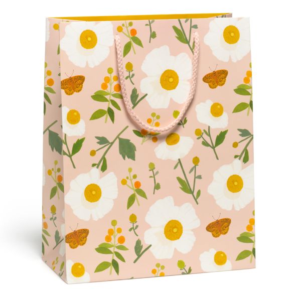 [RC-W-WBL-PUG2665] Gift Bag Large-White Poppies