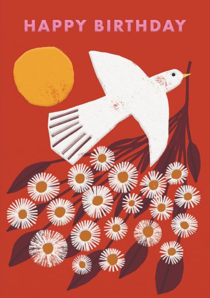 [OD-C-ANM9517] Card-Bird and Flowers Birthday